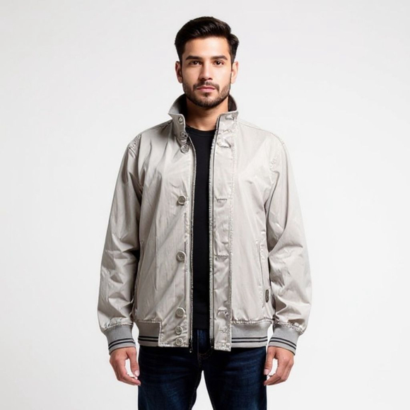 Woolrich Italian Made Luxury Gray Lined Jacket - Medium - Picture 1 of 16